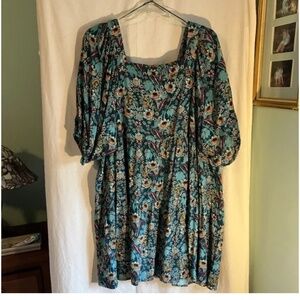Teal floral fall dress